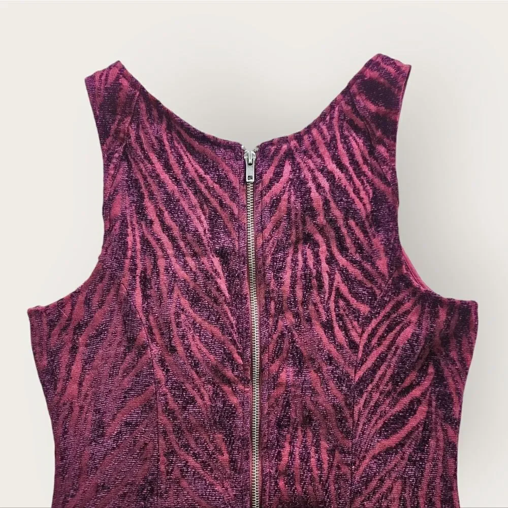 Free People Chenille Zebra Print Drop Waist Pleated Mini Dress in Mulberry 6